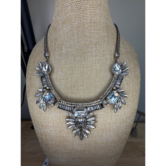 Loft Silver-Tone Crystal Statement Necklace With Rhinestone Accents - Picture 14 of 15